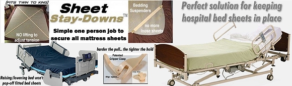 THe perfect way to Holdup Down motorized Hospital fitted bed sheets with our patented sheet straps