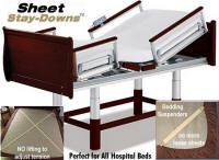 Keep the bed sheets on your motorized hospital bed with our suspender sheet straps