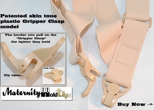 click for larger view of the Gripper Clasp model of our Holdup Maternity Suspenders