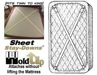 The DUO (2 pack) Sheet Stay-Downs are long enough to diagonally across a king size bed or easily adjusted to fit a twin size bed.