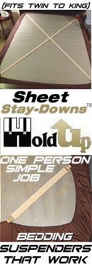 Holdup Suspnder Company introduces the Sheet Stay-downs which secure any size fitted bed sheet