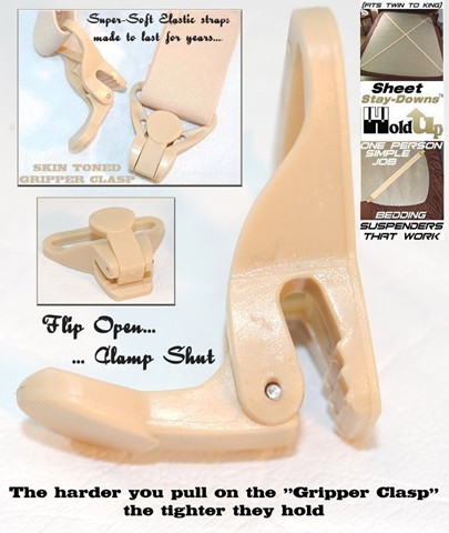 Patented Gripper Clasp flips open and then clamps shut holding tight, without harm, even the finest sheet material